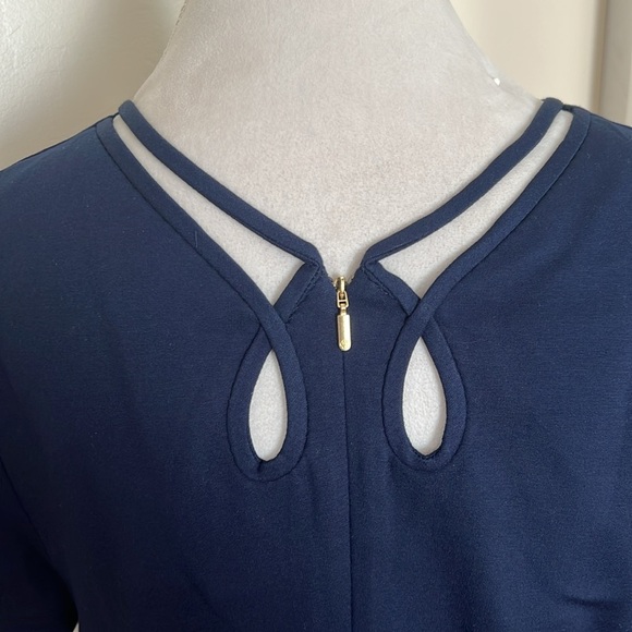 Trina Turk Aroma Classic Navy Blue Women's Shift Dress with Cutouts - NWT - 14 - Picture 9 of 13